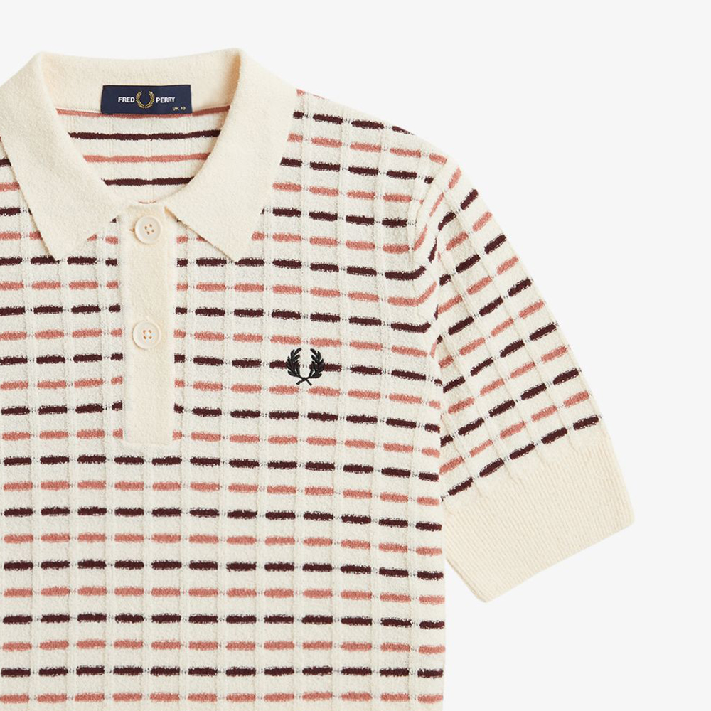 프레드페리 우먼스 부클 니트 폴로 셔츠 실키피치(Fred Perry Womens Boucle Knitted Polo Shirt Silky Peach) - 5