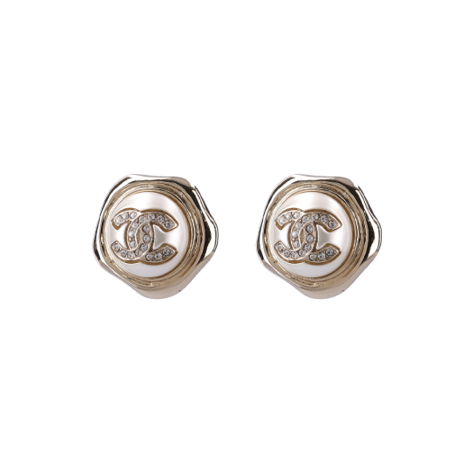 AB7922 Chanel Coco Boutique CC Logo Earrings Earrings Metal Gold