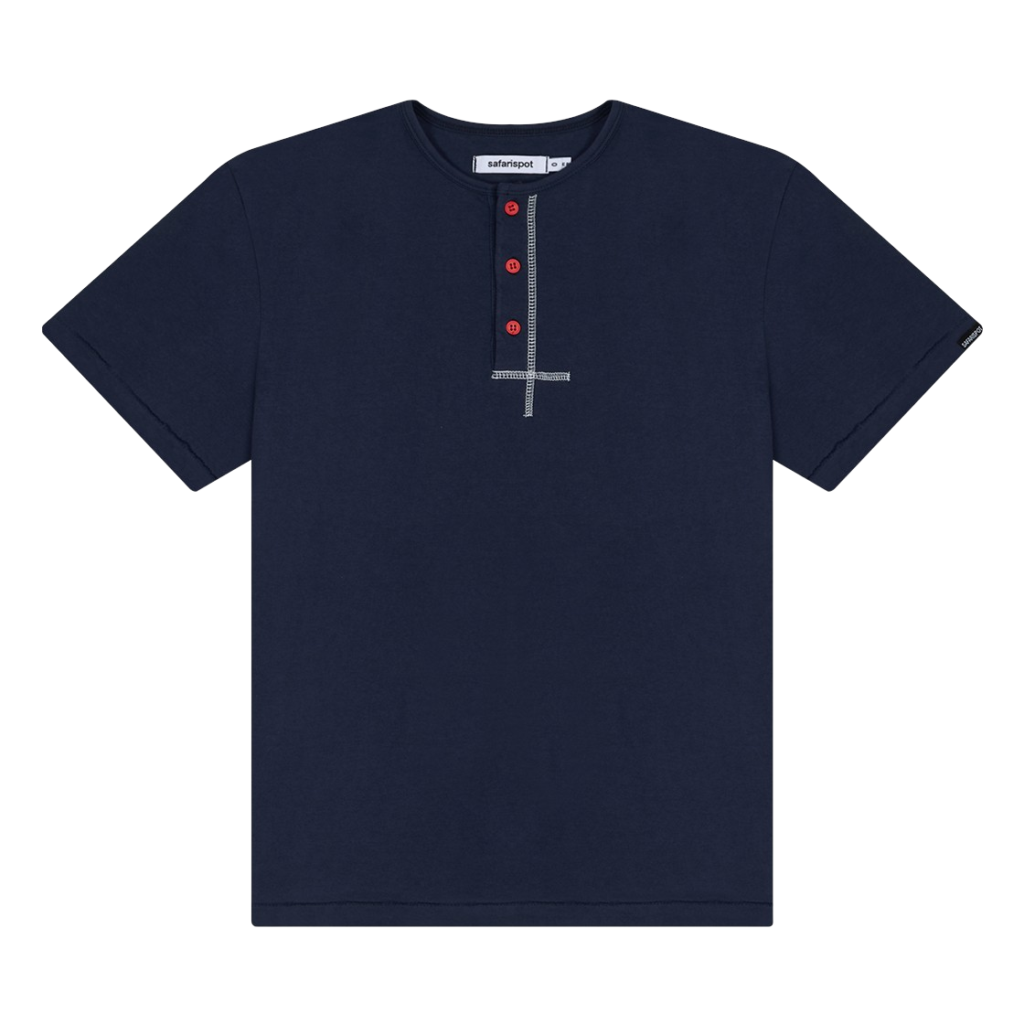 사파리스팟 레귤러 헨리넥 하프티 - 인디고(Safarispot Regular Henley Neck Half Tee - Indigo) - 1