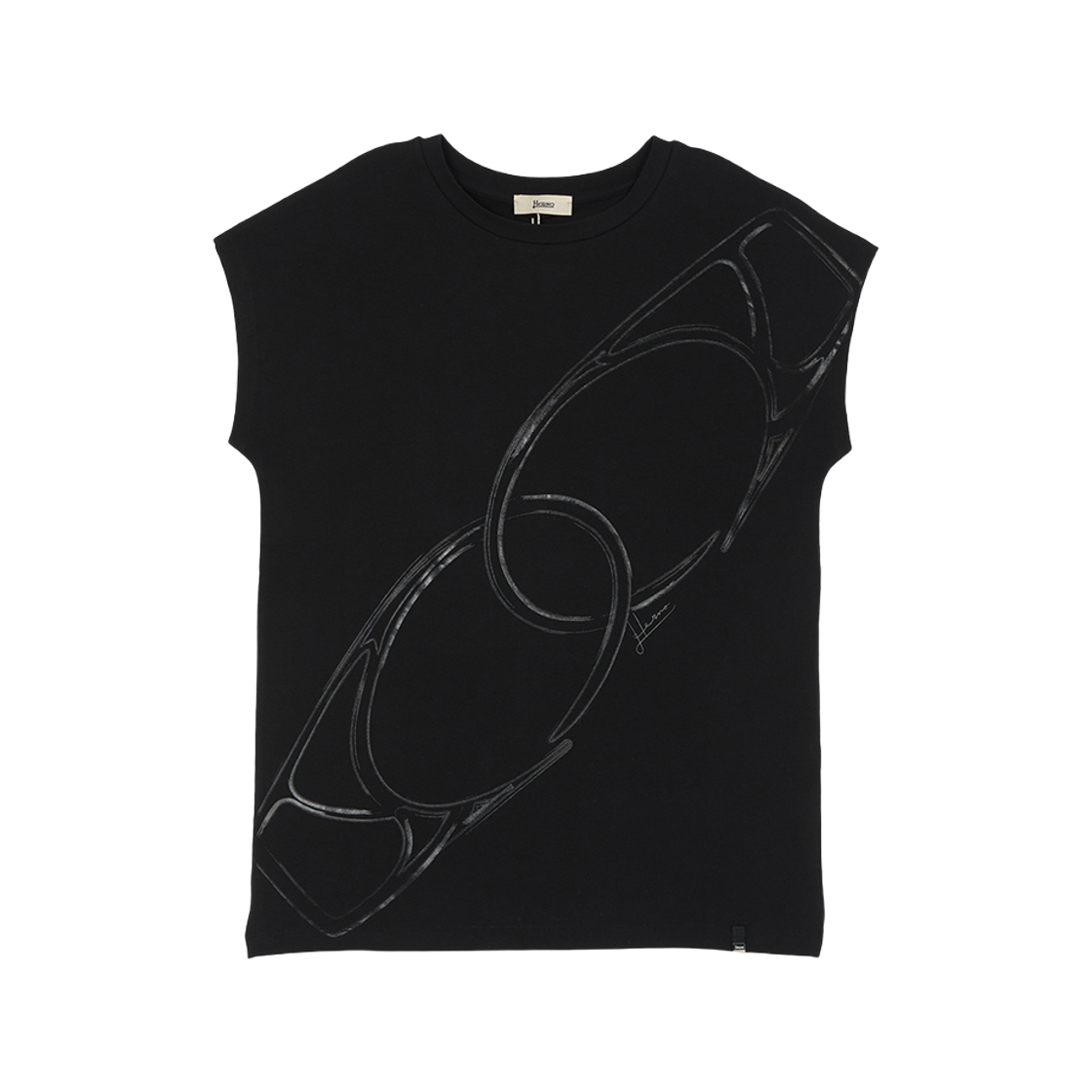 (W) 에르노 숏슬리브 티셔츠 블랙((W) Herno Short Sleeve T-Shirt Black)