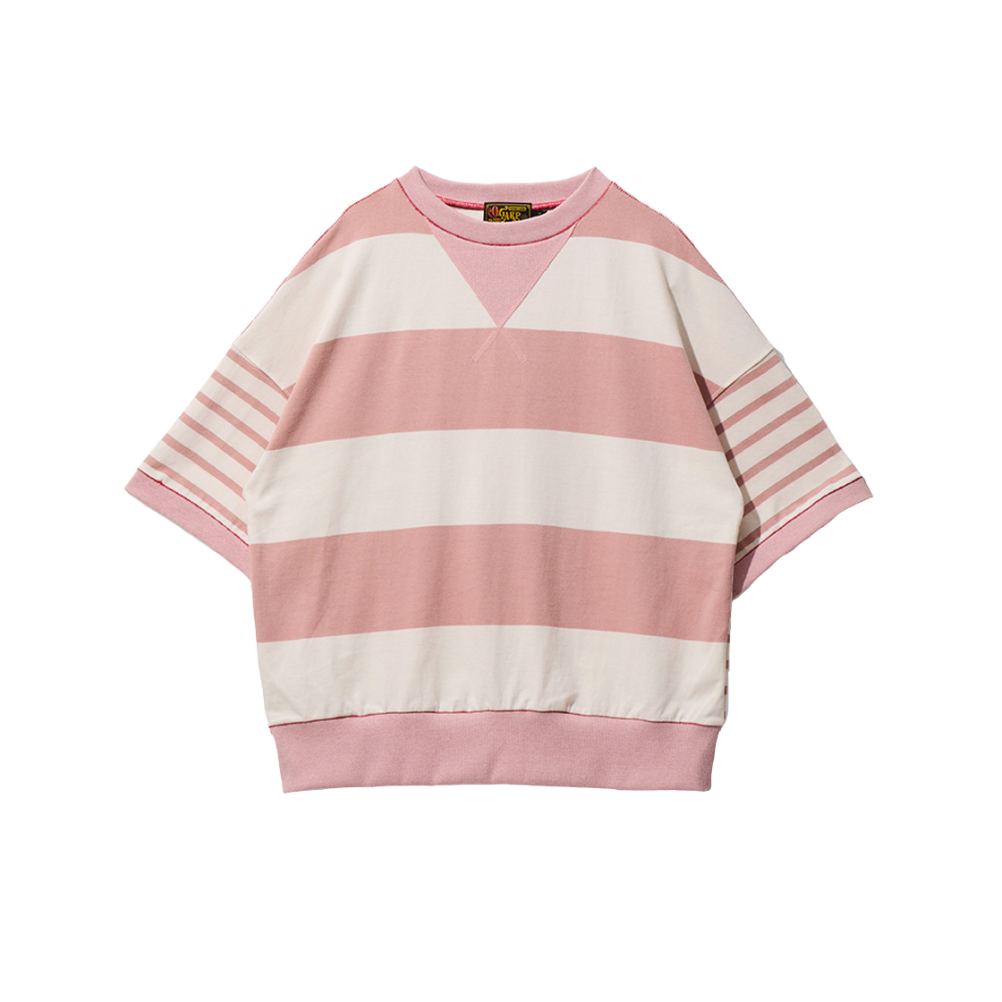 오가프 하프 스트레인 마린 스트라이프 스웻 티 핑크(Ogarp Half Strain Marine Stripe Sweat Tee Pink)