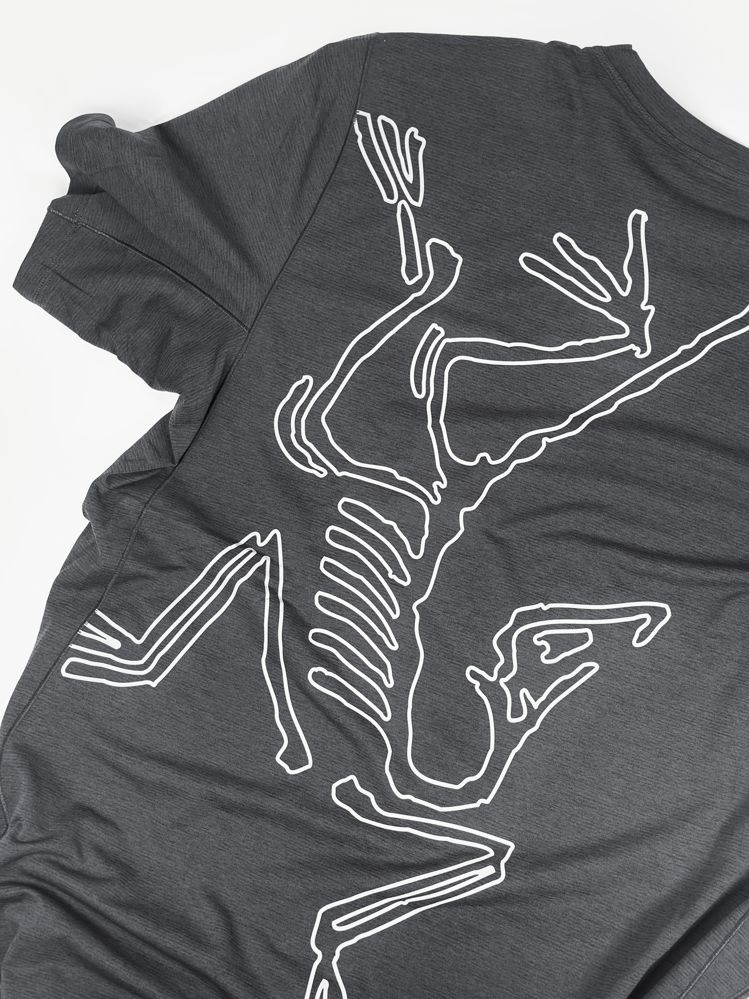 Arc'teryx Cormac Arc'Bird Logo SS T-Shirt Black Heather 착용 스타일