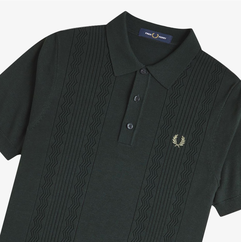 프레드페리 포인텔 패널 니트 셔츠 나이트그린(Fred Perry Pointelle Panel Knitted Shirt Night Green) - 3