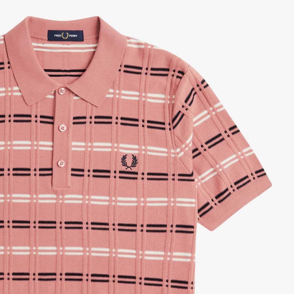 프레드페리 스트라이프 립 니트 셔츠 퍼티핑크(Fred Perry Striped Rib Knitted Shirt Putty Pink) - 5