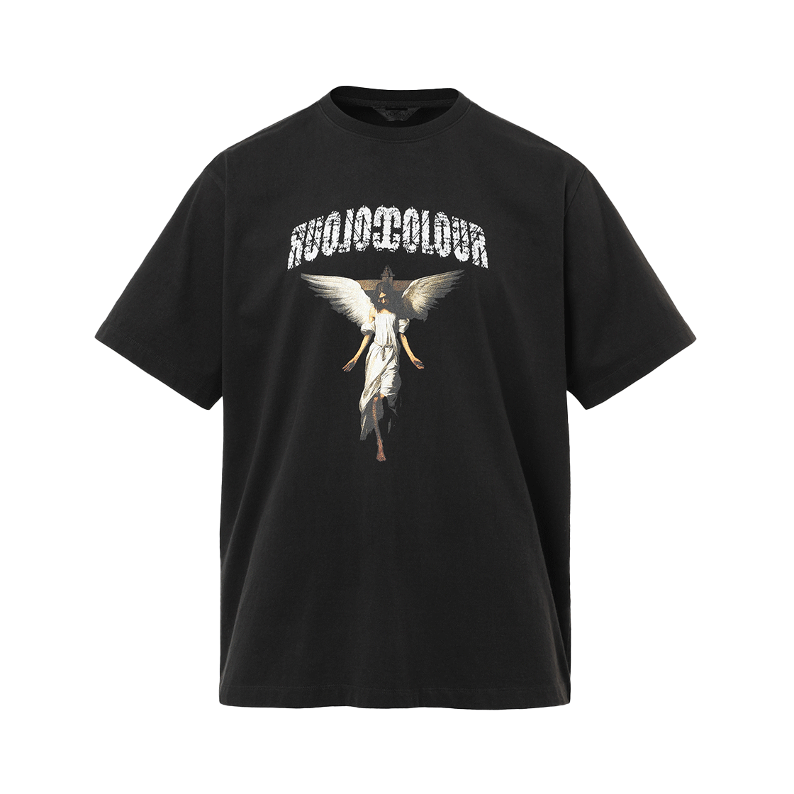 본바트 엔젤 그래픽 워시드 숏 슬리브 블랙