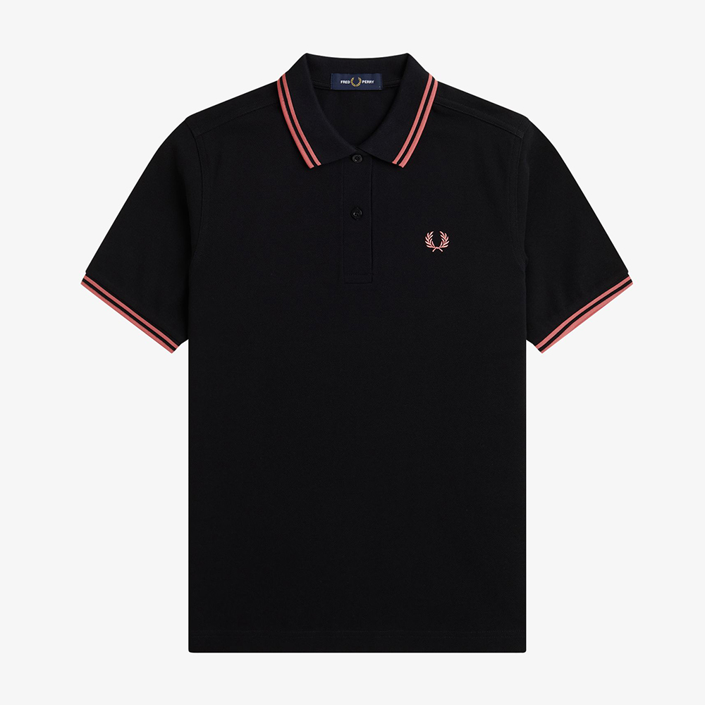 프레드페리 우먼스 G3600 트윈 팁 프레드페리 셔츠 블랙/퍼티핑크(Fred Perry Womens Twin Tipped Fred Perry Shirt Black/Putty Pink) - 2