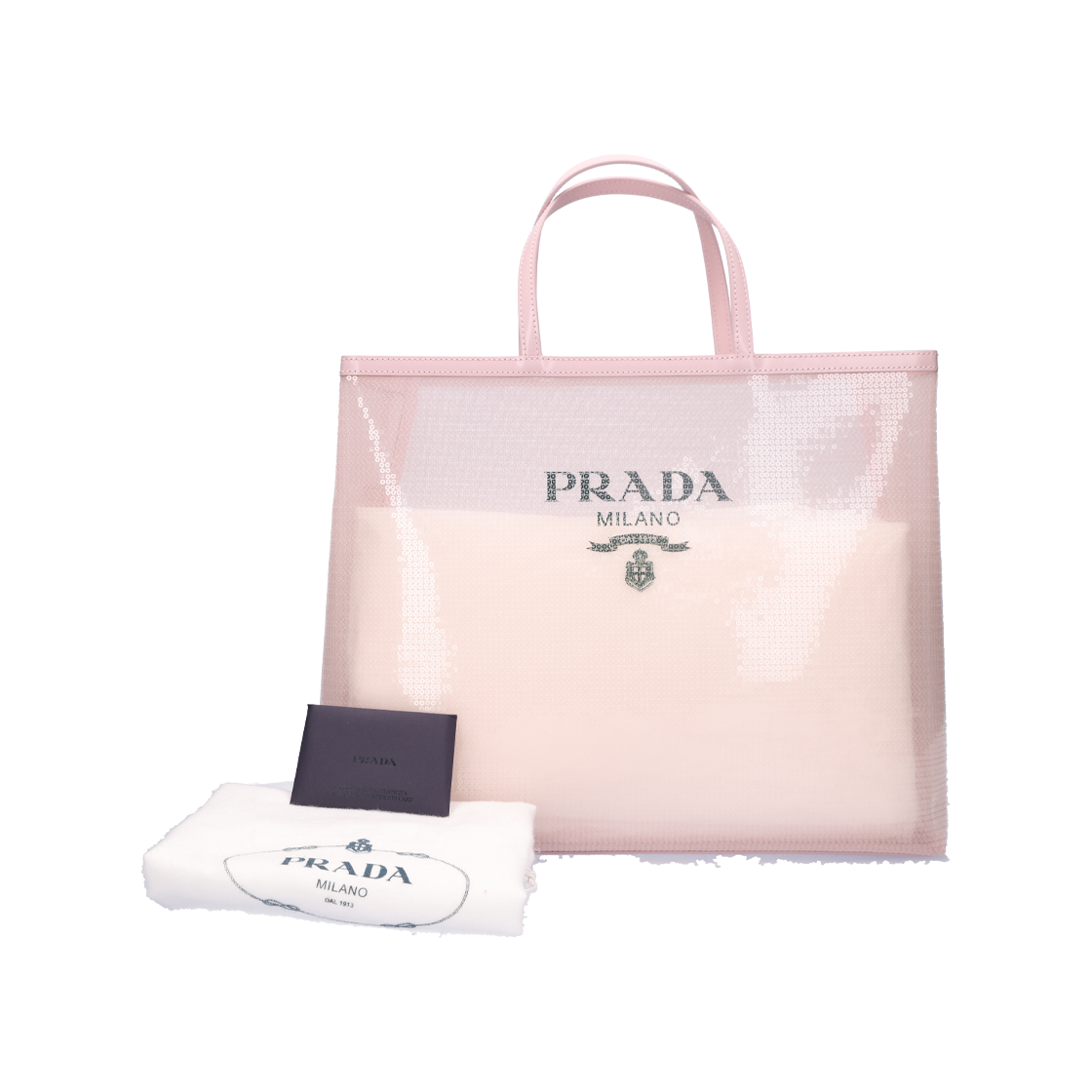 1BG416 Prada Polka Dot Mesh Tote Bag in Pink - #6