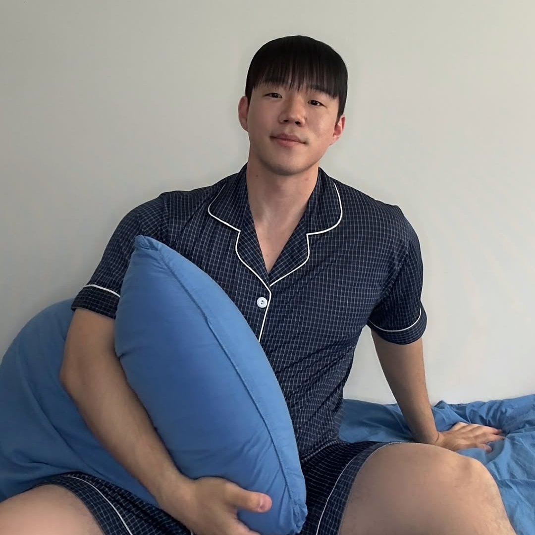 [3% 적립] Aone Cold Check Short Sleeve Pajama Set Navy Check 착용 스타일 - 2