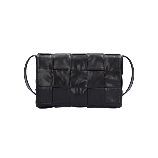 717587 Bottega Veneta Small Leather Cassette Bag Black
