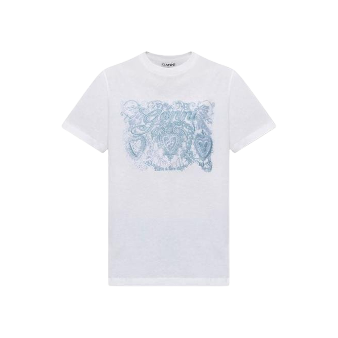 T4158-151 (W) Ganni Tattoo Lace T-Shirt White