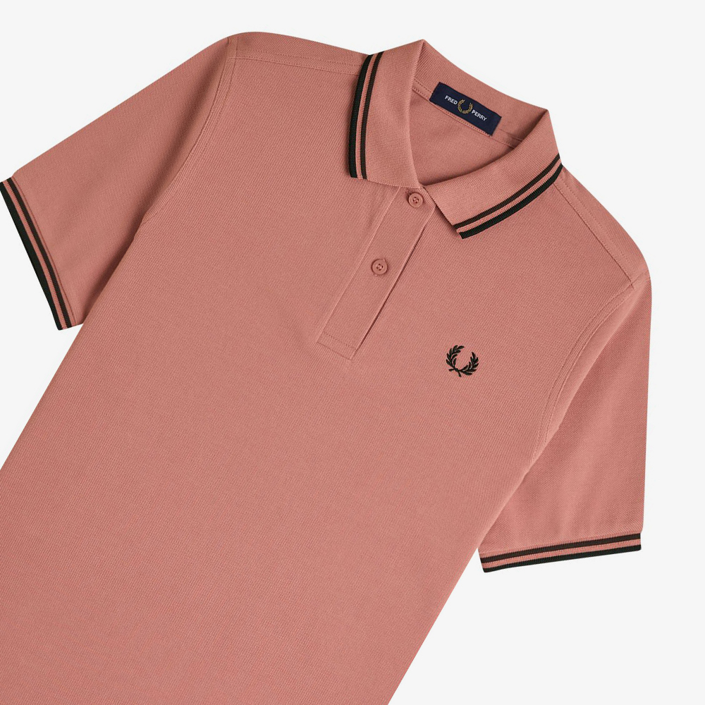 프레드페리 우먼스 G3600 트윈 팁 프레드페리 셔츠 퍼티핑크/로드브릭/블랙(Fred Perry Womens Twin Tipped Fred Perry Shirt Putty Pink/Carrington Roadbrick/Black) - 4