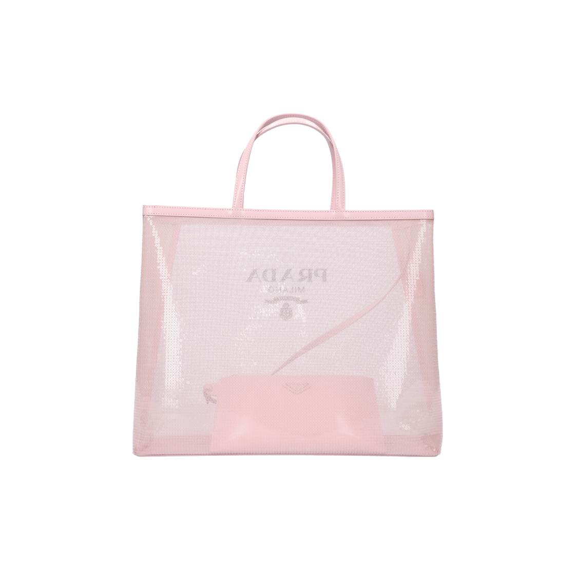 1BG416 Prada Polka Dot Mesh Tote Bag in Pink - #3
