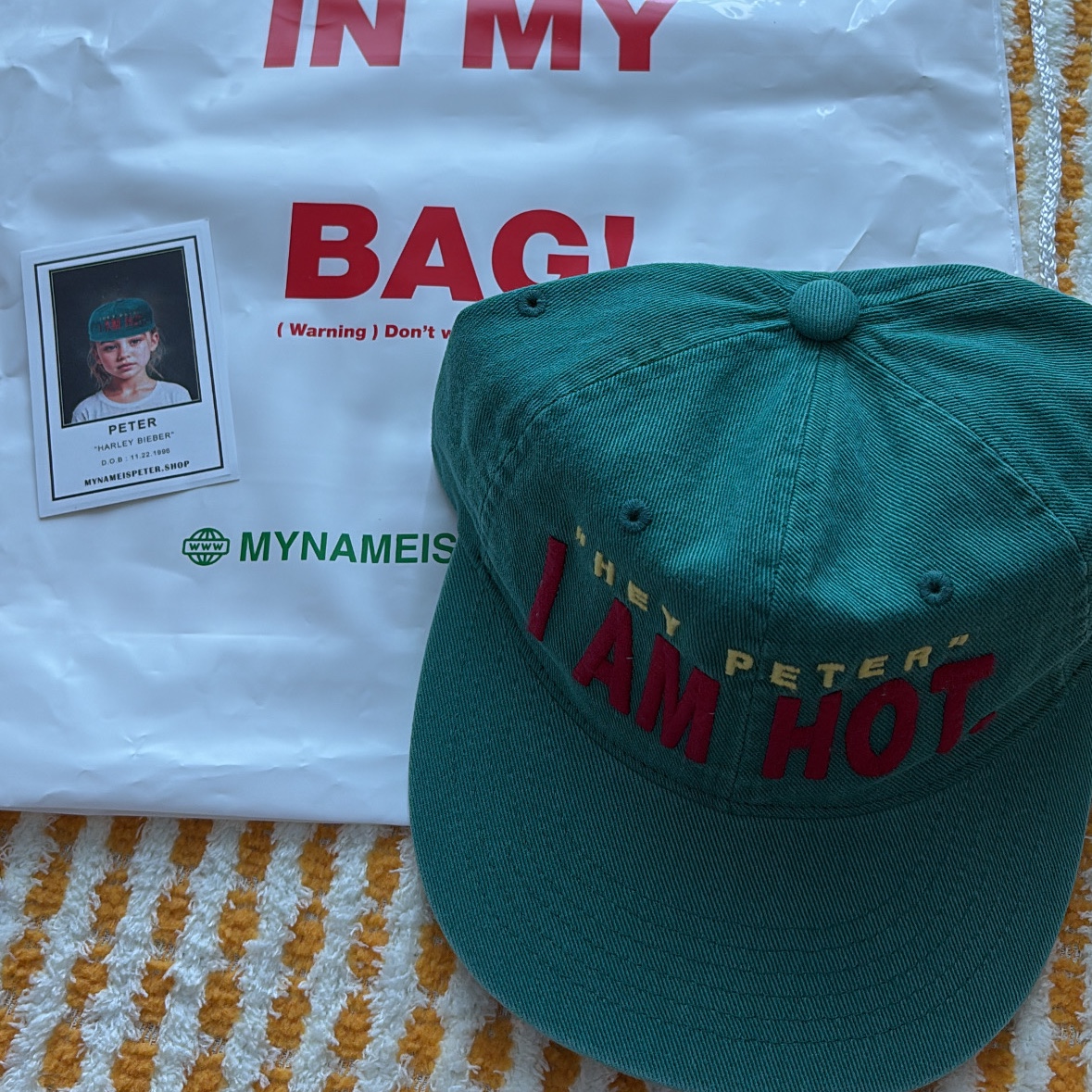 My Name is Peter I Am Hot Cap Green 착용 스타일