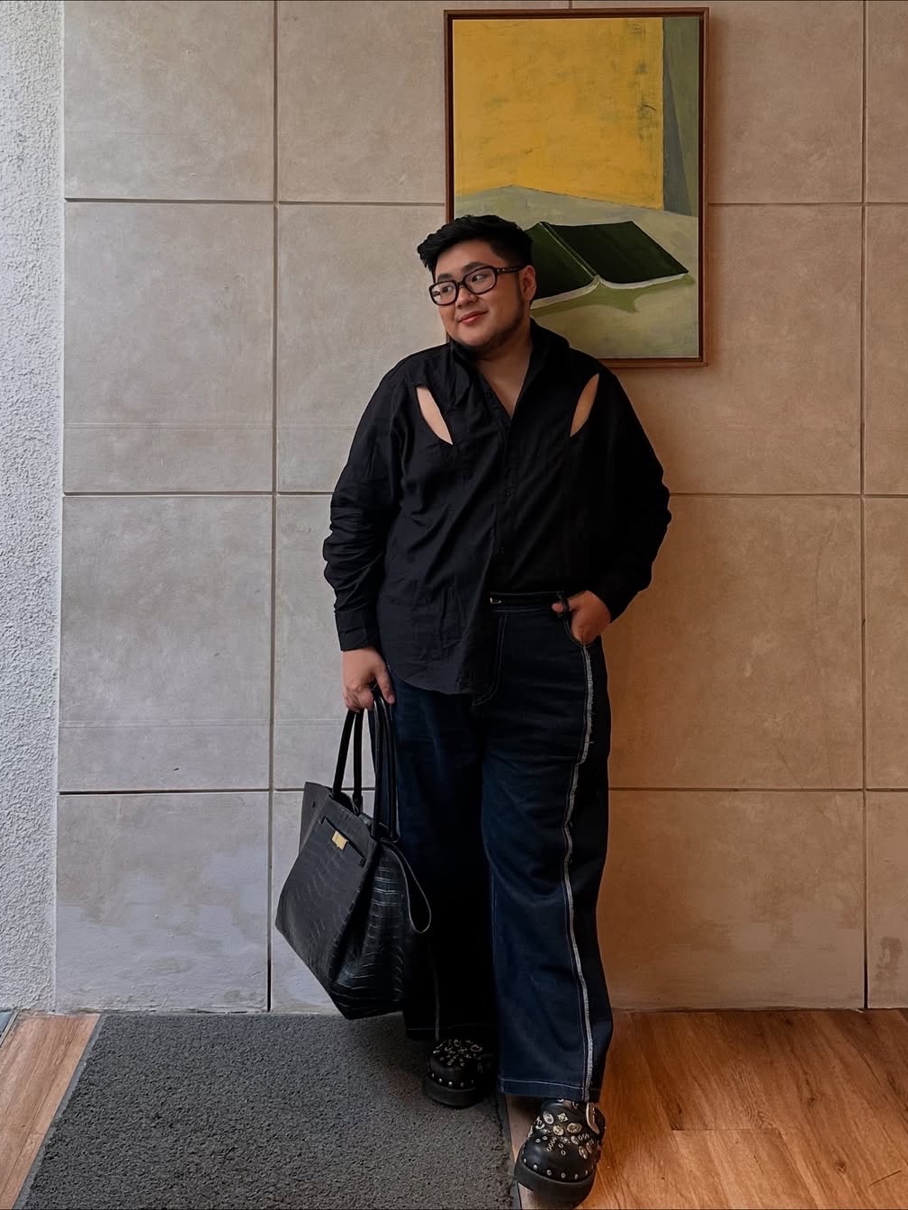 Toga Virilis AJ1066 Mules Leather Black 착용 스타일