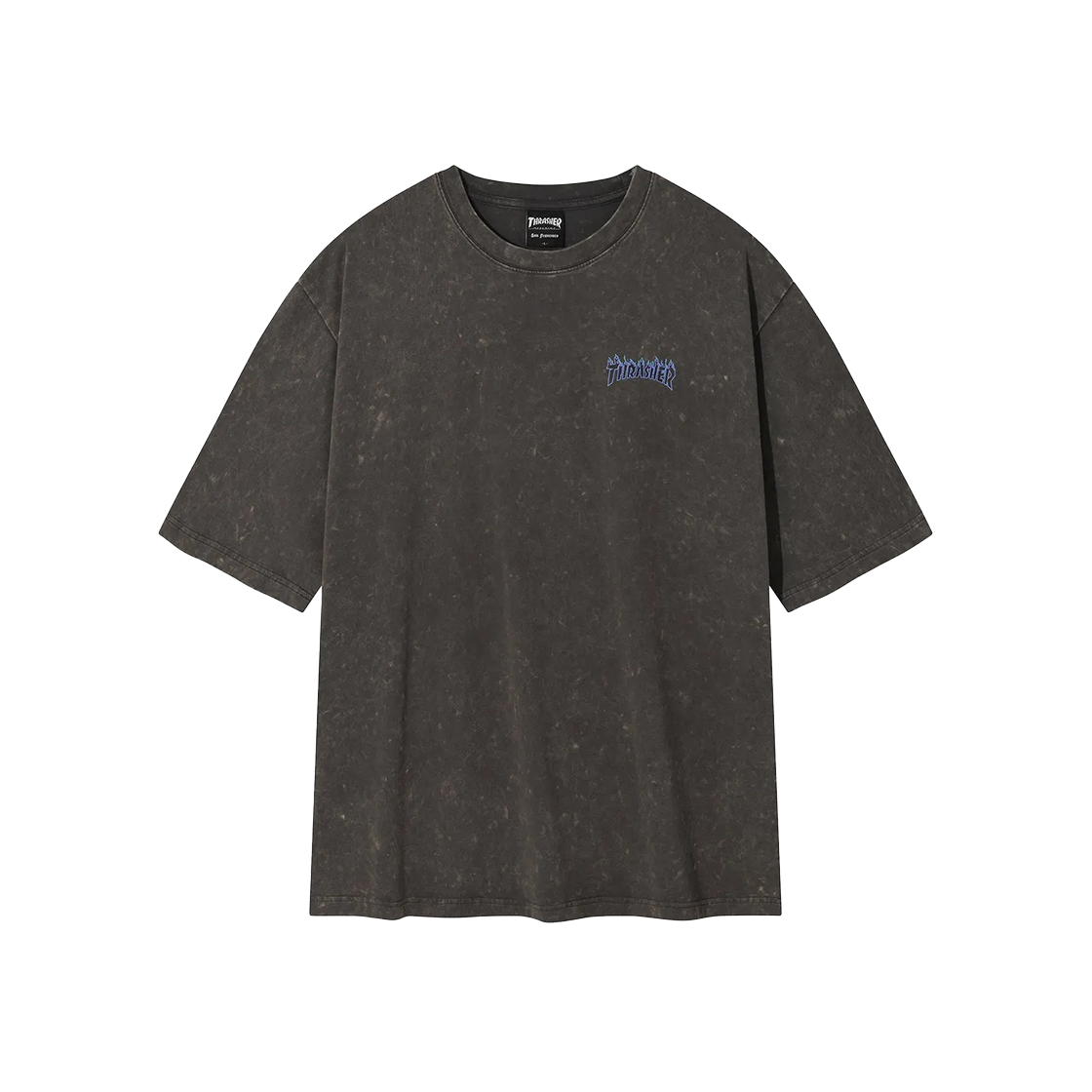 TR2502ST04CH THRASHER Small Flame Comet Washed Short Sleeve T-Shirt Charcoal