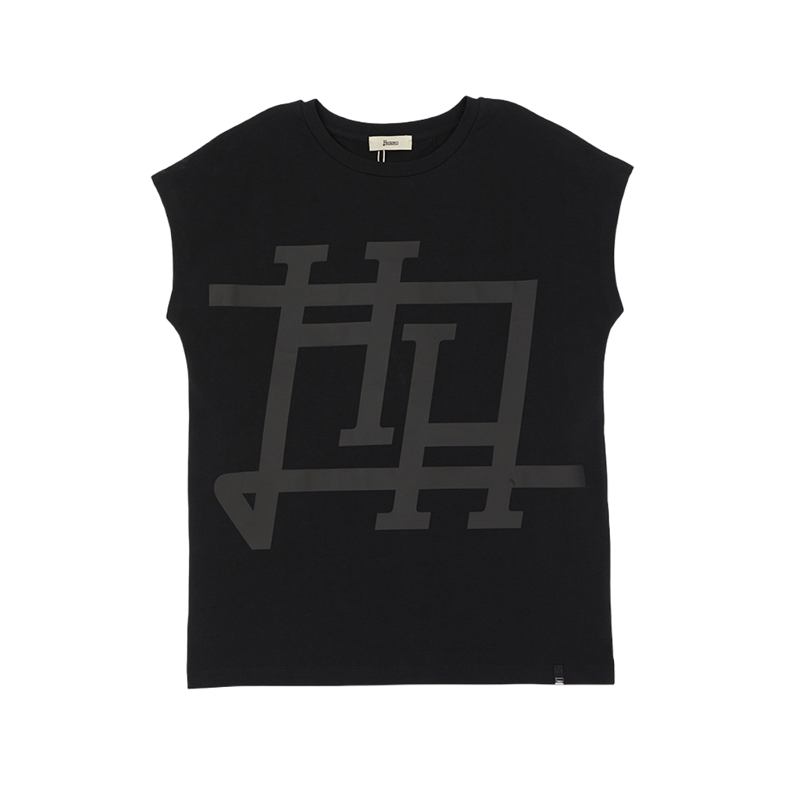 (W) 에르노 숏슬리브 티셔츠 블랙((W) Herno Short Sleeve T-Shirt Black)