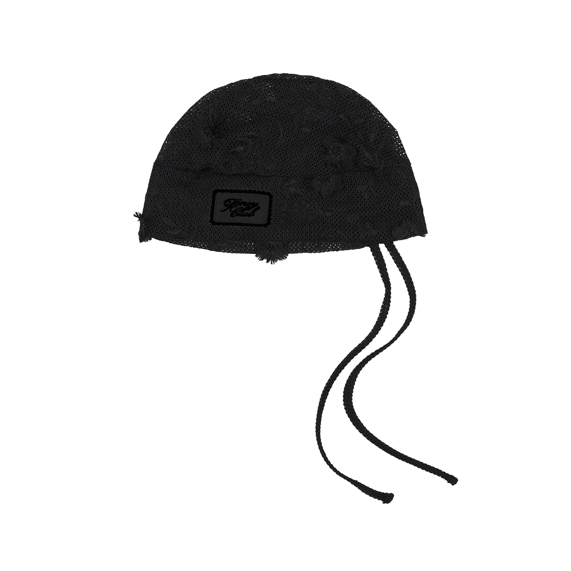 팬시클럽 레이스 리본 셔링 비니 블랙