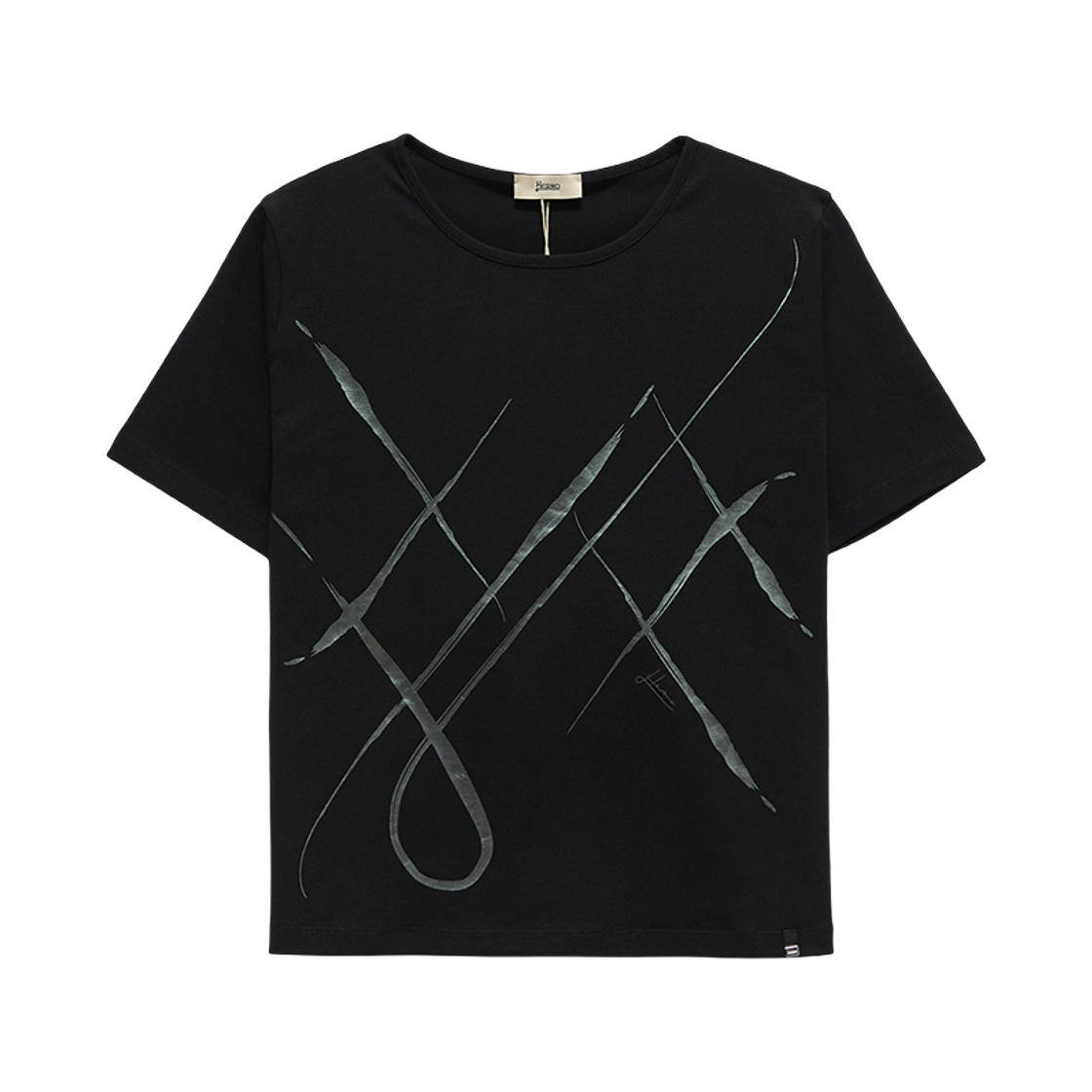 (W) 에르노 숏슬리브 티셔츠 블랙((W) Herno Short Sleeve T-Shirt Black)