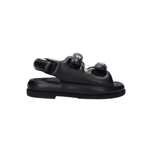 G38886 Chanel Velcro Sandal Lambskin Black 38.5