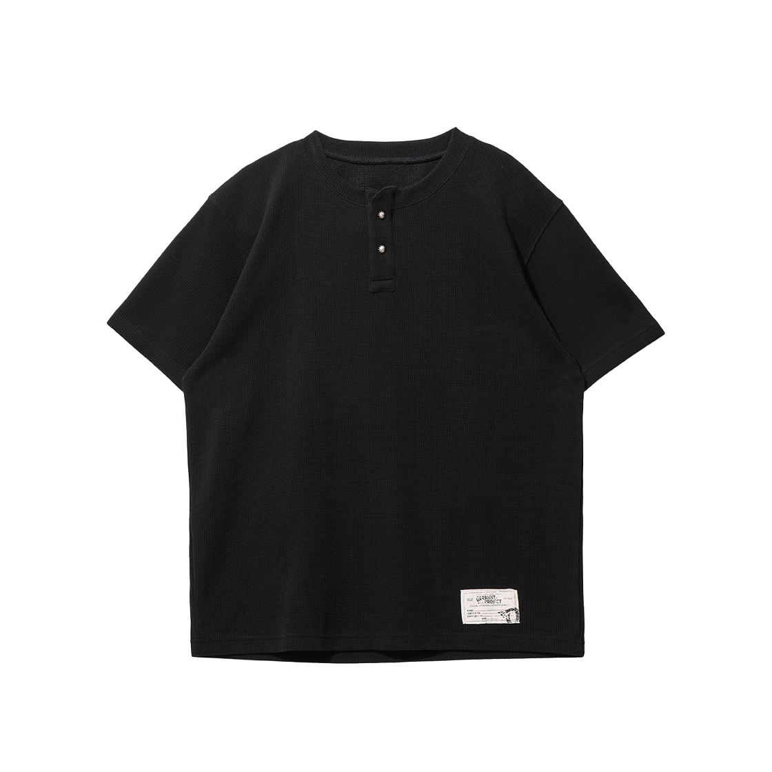 오가프 와플 헨리넥 티 블랙(Ogarp Waffle Henley Neck Tee Black)