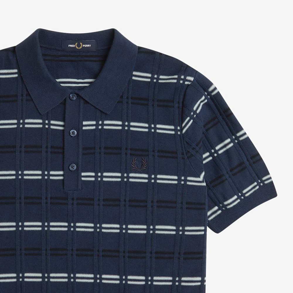 프레드페리 스트라이프 립 니트 셔츠 테니스블루(Fred Perry Striped Rib Knitted Shirt Tennis Blue) - 5