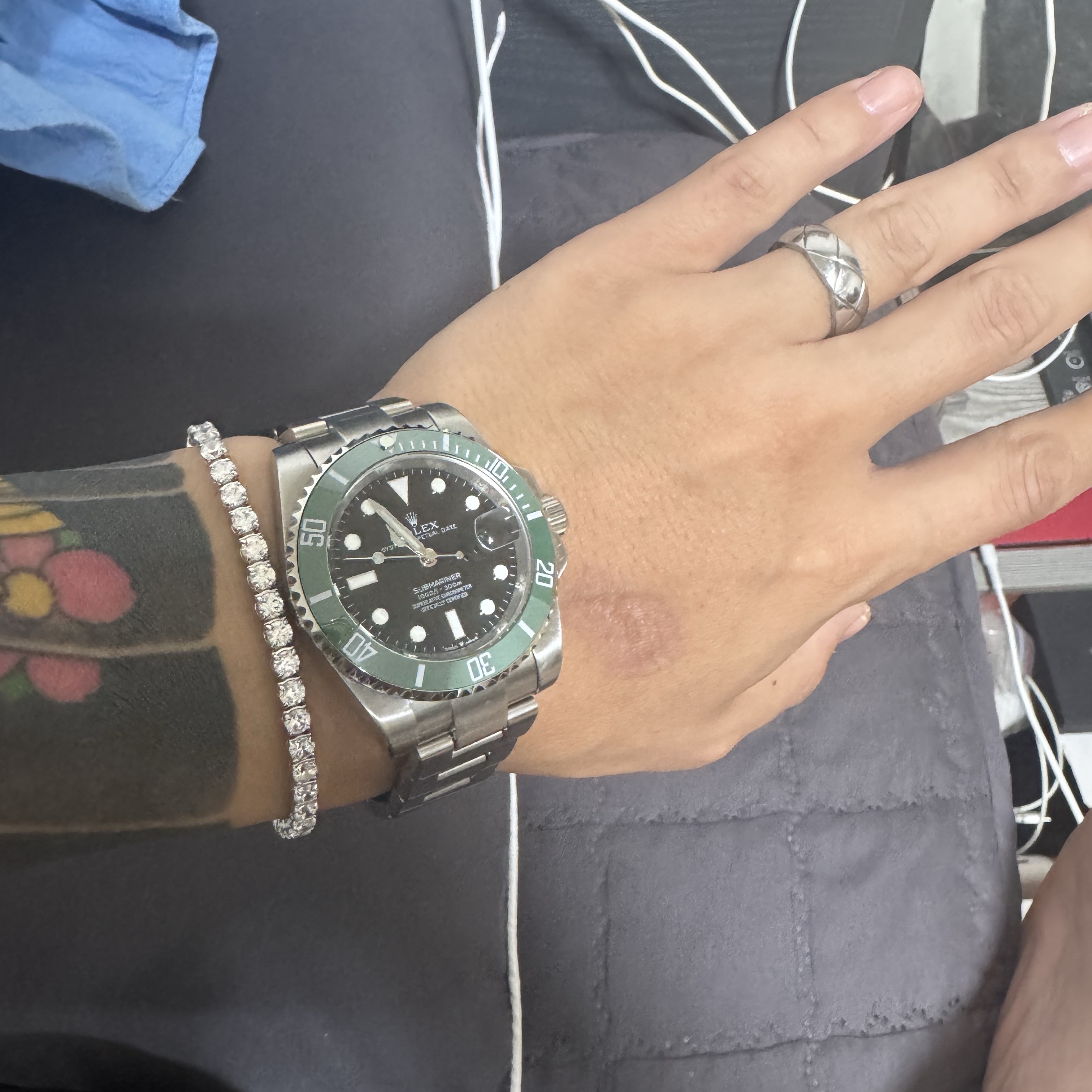 (W) Swarovski Matrix Tennis Bracelet White Rhodium Plated 착용 스타일