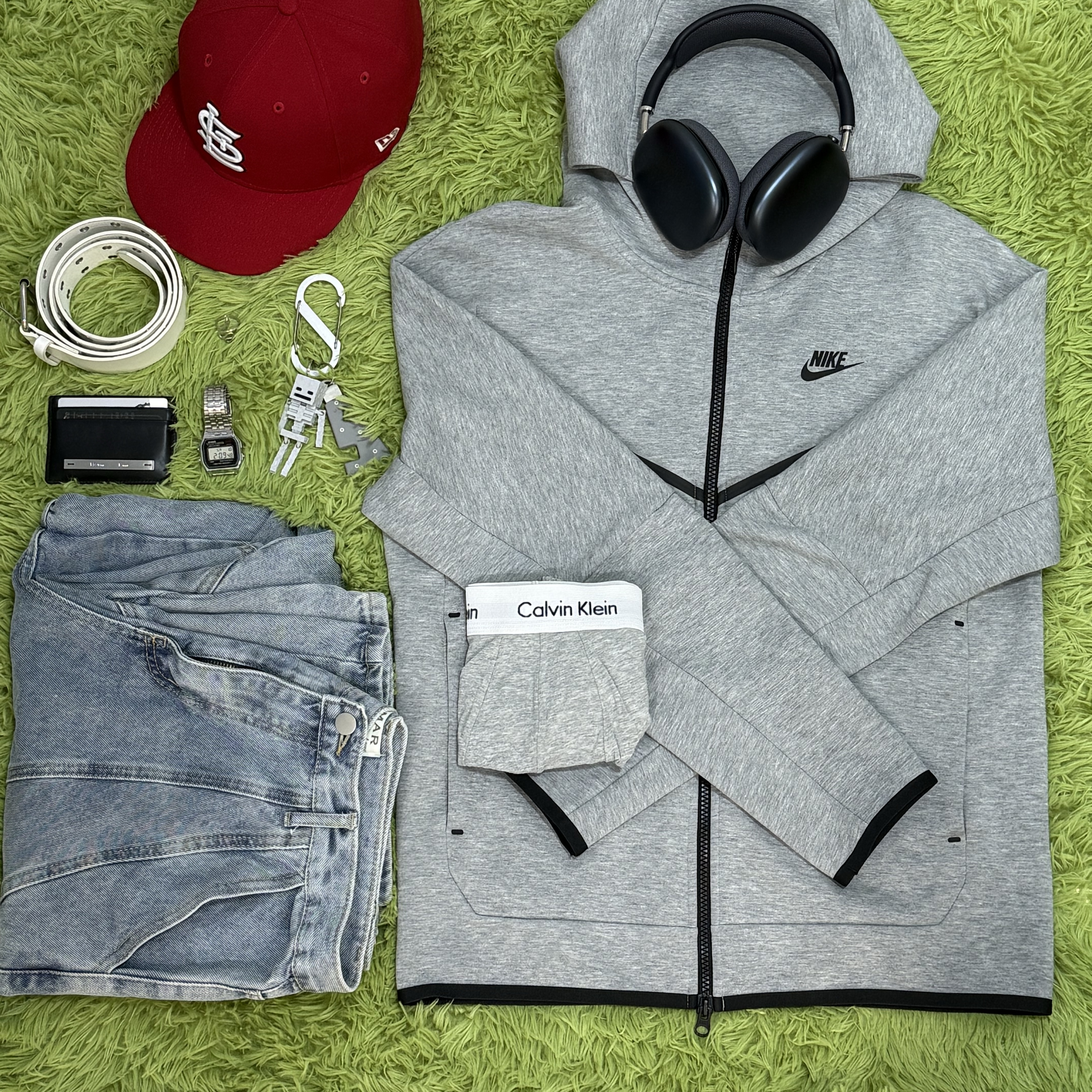 Nike Hoops Elite Backpack 32L White Black, Nike NSW Tech Fleece Full Zip Hoodie Dark Grey Heather - Asia 착용 스타일 - 6