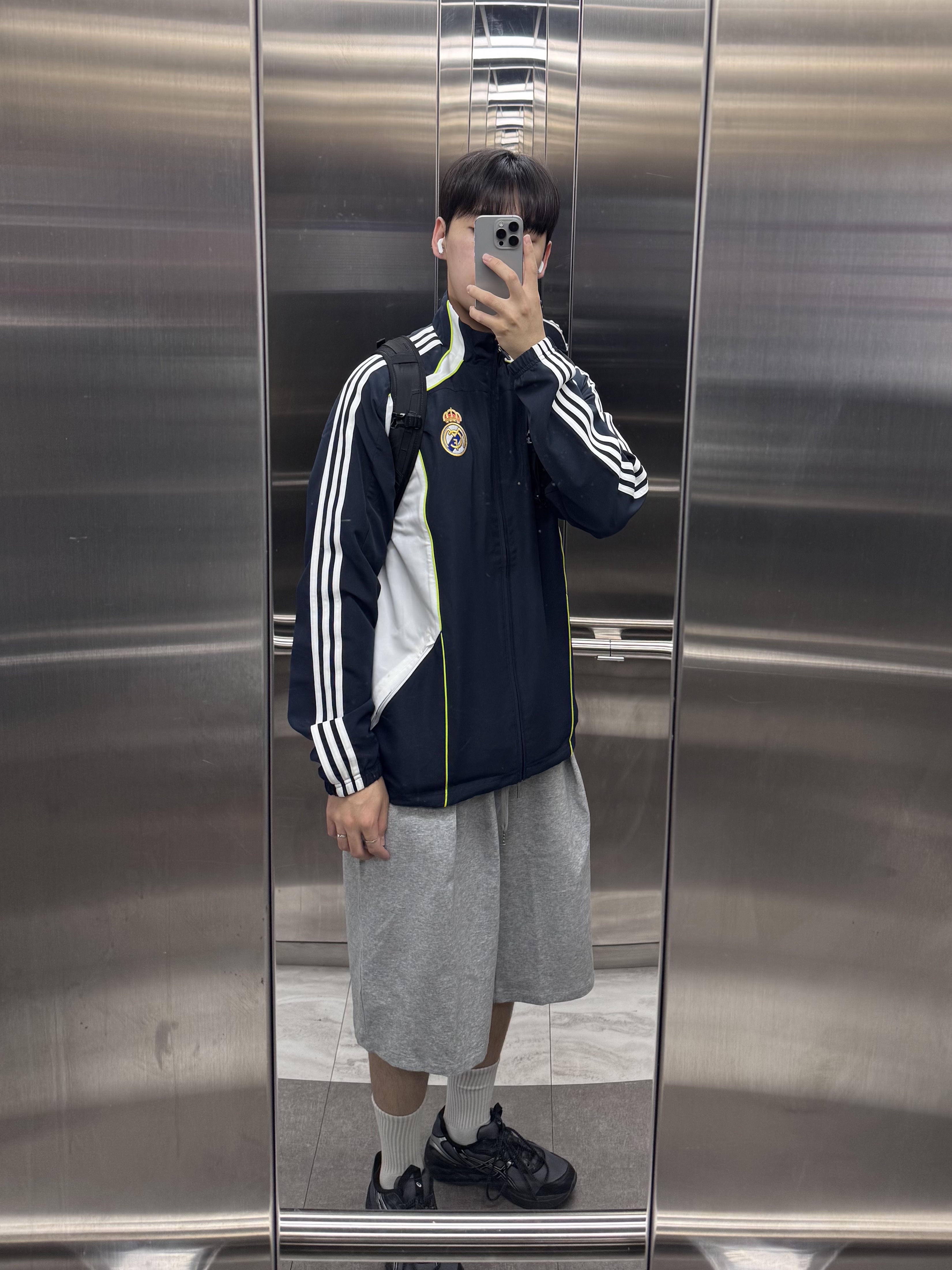 Adidas Real Madrid UBP Track Top Night Navy - KR Sizing, Asics UB2-S Gel-1130 Asphalt Pure Silver 착용 스타일 - 1
