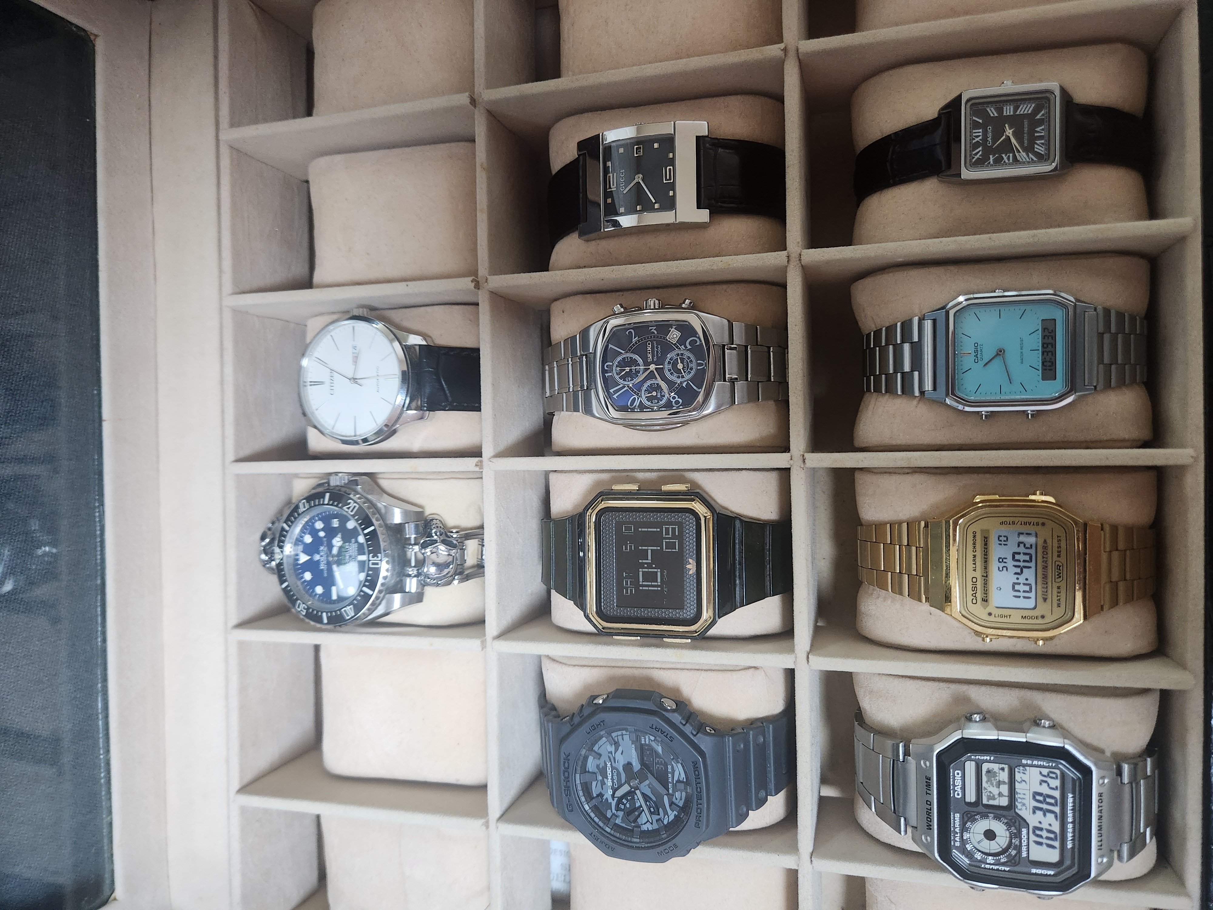 Casio AE-1200WHD-1AV, Casio LTP-V007L-1B 착용 스타일