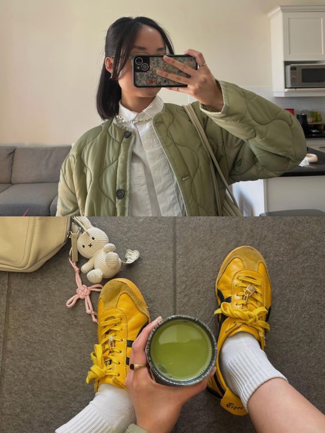 (W) Diesel T-Hop-D Logo Tank Top White, Adidas x Wales Bonner Samba Silver Metallic 착용 스타일 - 4