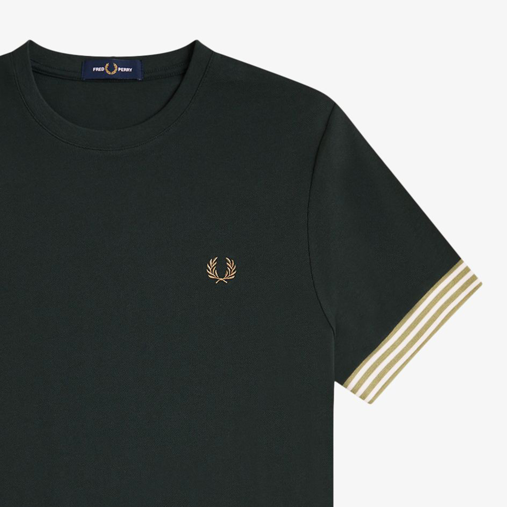 프레드페리 스트라이프 커프 티셔츠 나이트그린(Fred Perry Striped Cuff T-Shirt Night Green) - 5