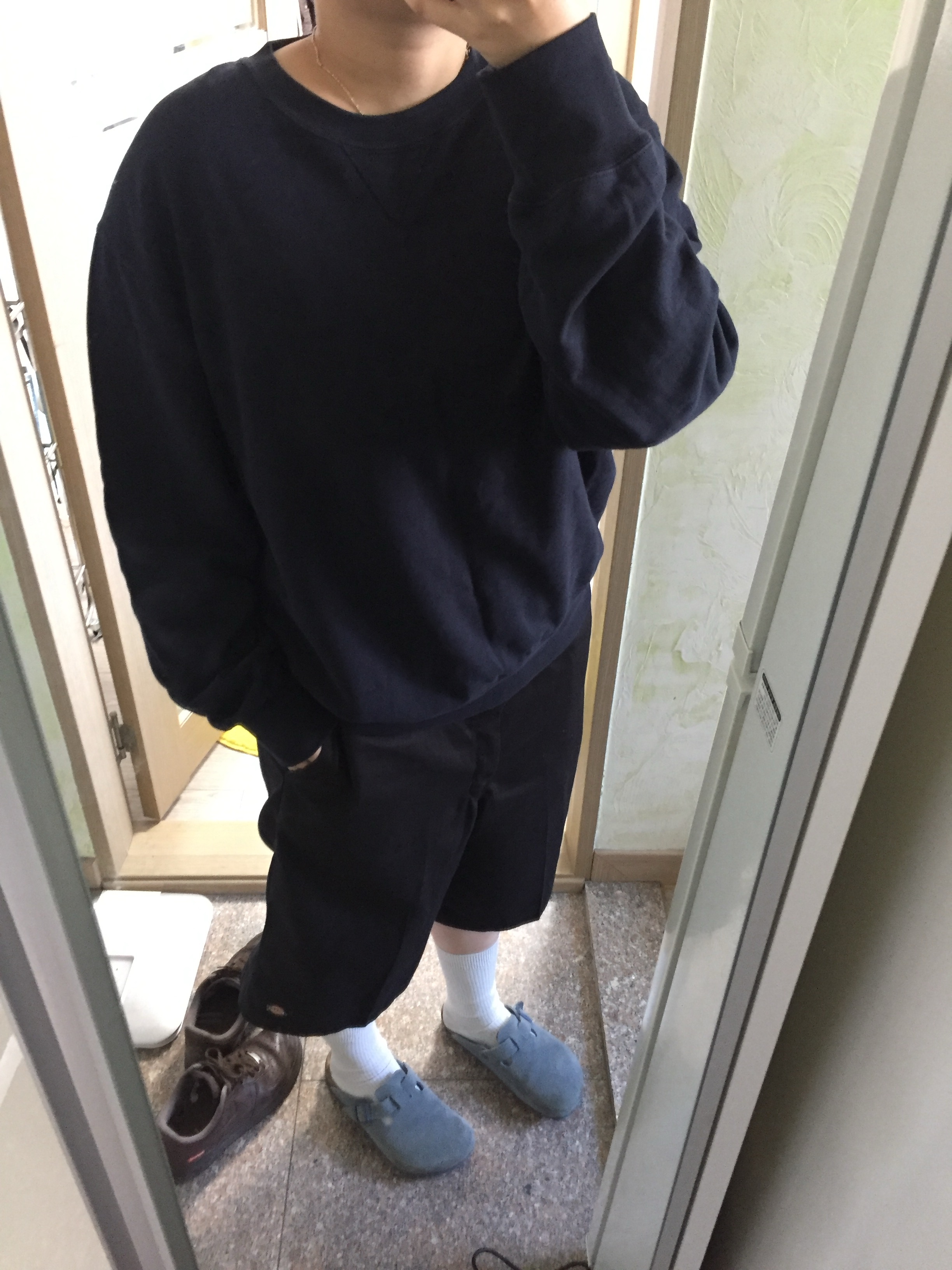 Dickies Loose Fit 13 Inch Flat Front Work Shorts Black, Birkenstock Boston Suede Leather Elemental Blue - Narrow 착용 스타일 - 2