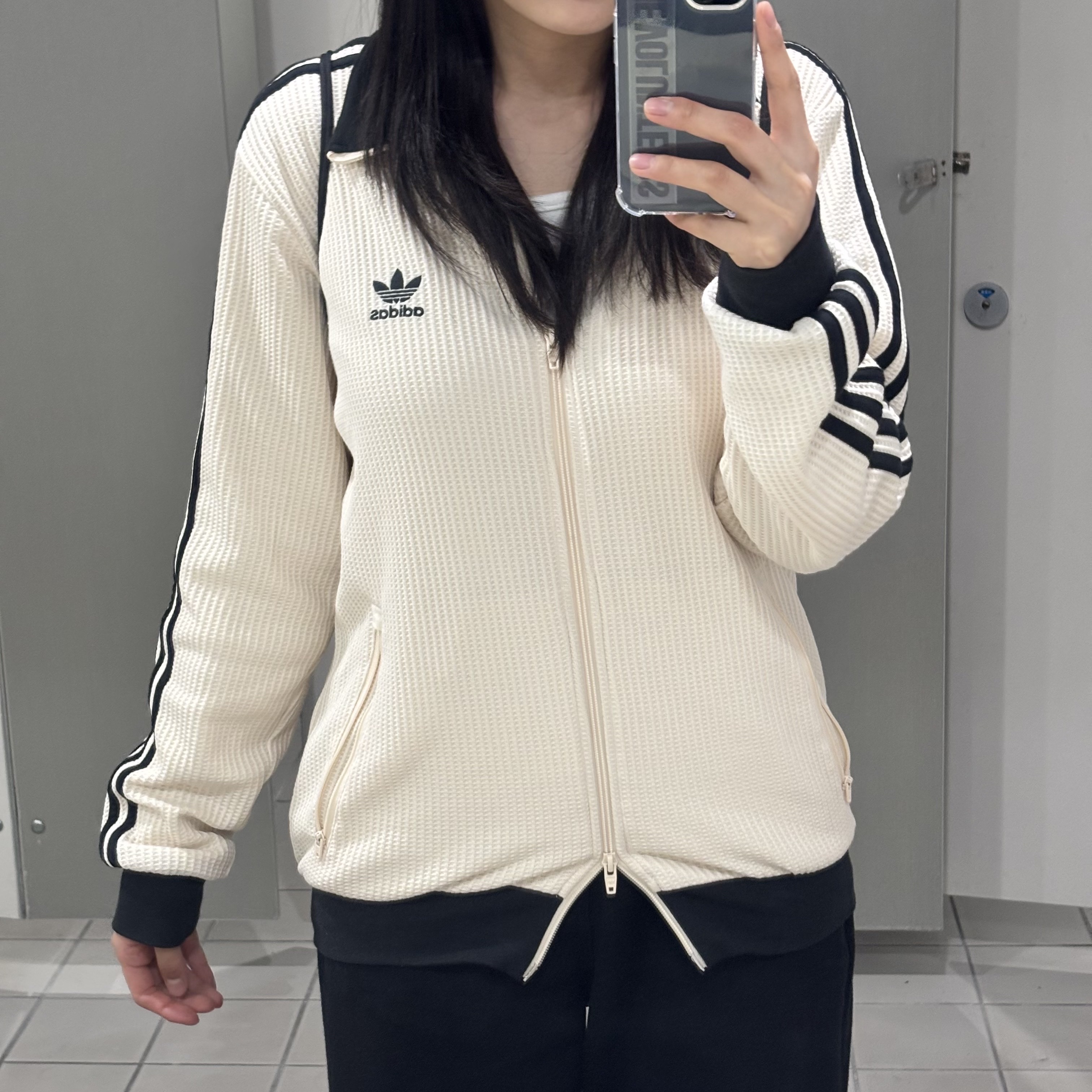 Adidas Waffle Beckenbauer Track Top Wonder White - KR Sizing 착용 스타일 - 2