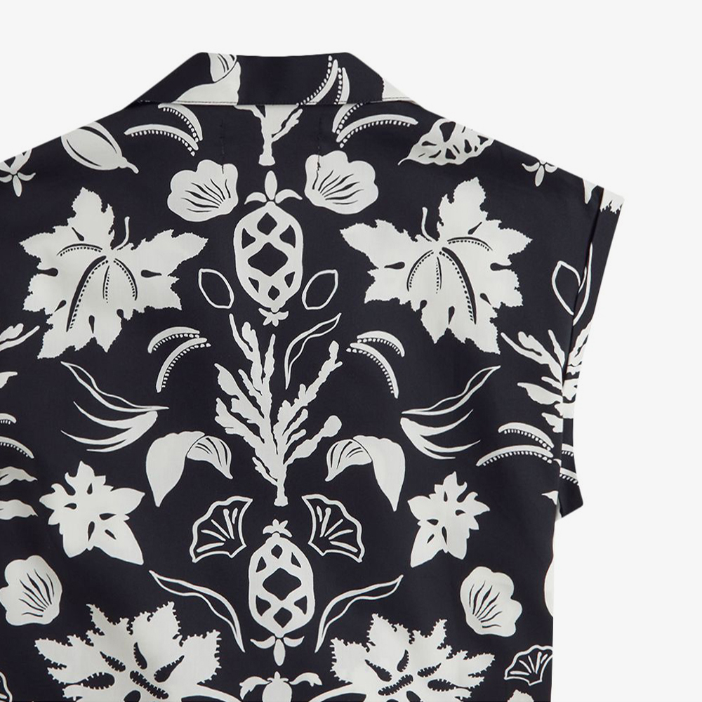 프레드페리x에이미와인하우스 타이 프론트 프린트 셔츠 블랙(Fred Perry Womens Tie-Front Printed Shirt Black) - 5