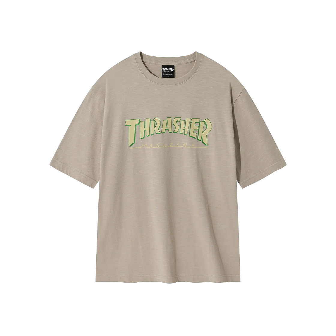 TR2502ST16BE THRASHER 2 Color Magazine Slub Short Sleeve T-Shirt Beige