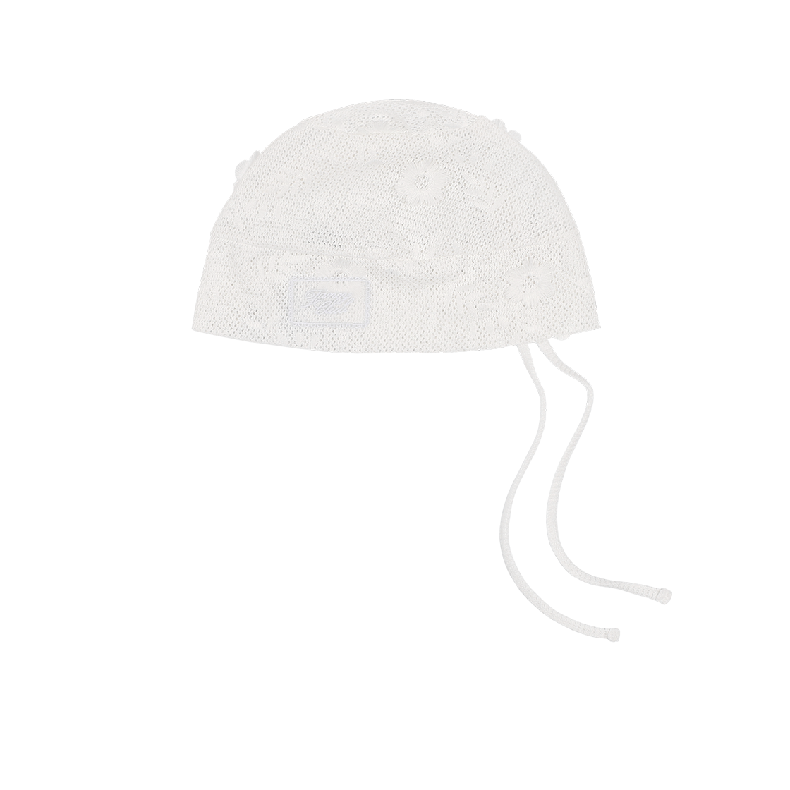 팬시클럽 레이스 리본 셔링 비니 아이보리