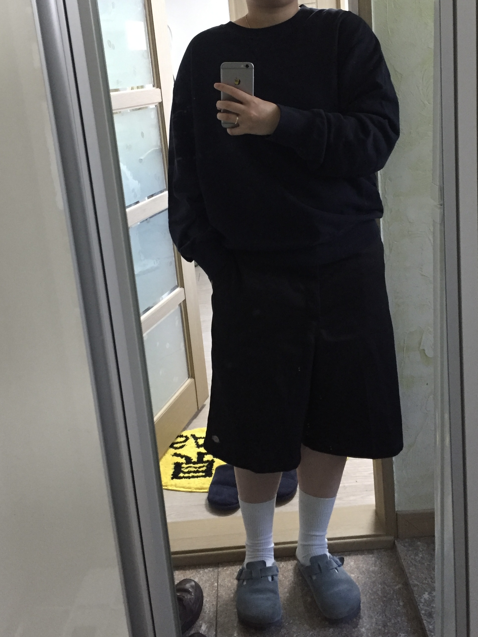 Dickies Loose Fit 13 Inch Flat Front Work Shorts Black, Birkenstock Boston Suede Leather Elemental Blue - Narrow 착용 스타일 - 1