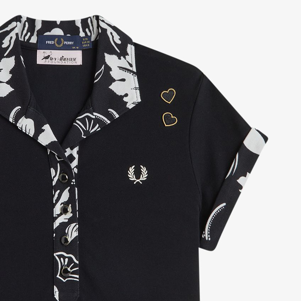 프레드페리x에이미와인하우스 프린트 트림 폴로 셔츠 블랙(Fred Perry Womens Printed Trim Polo Shirt Black) - 5