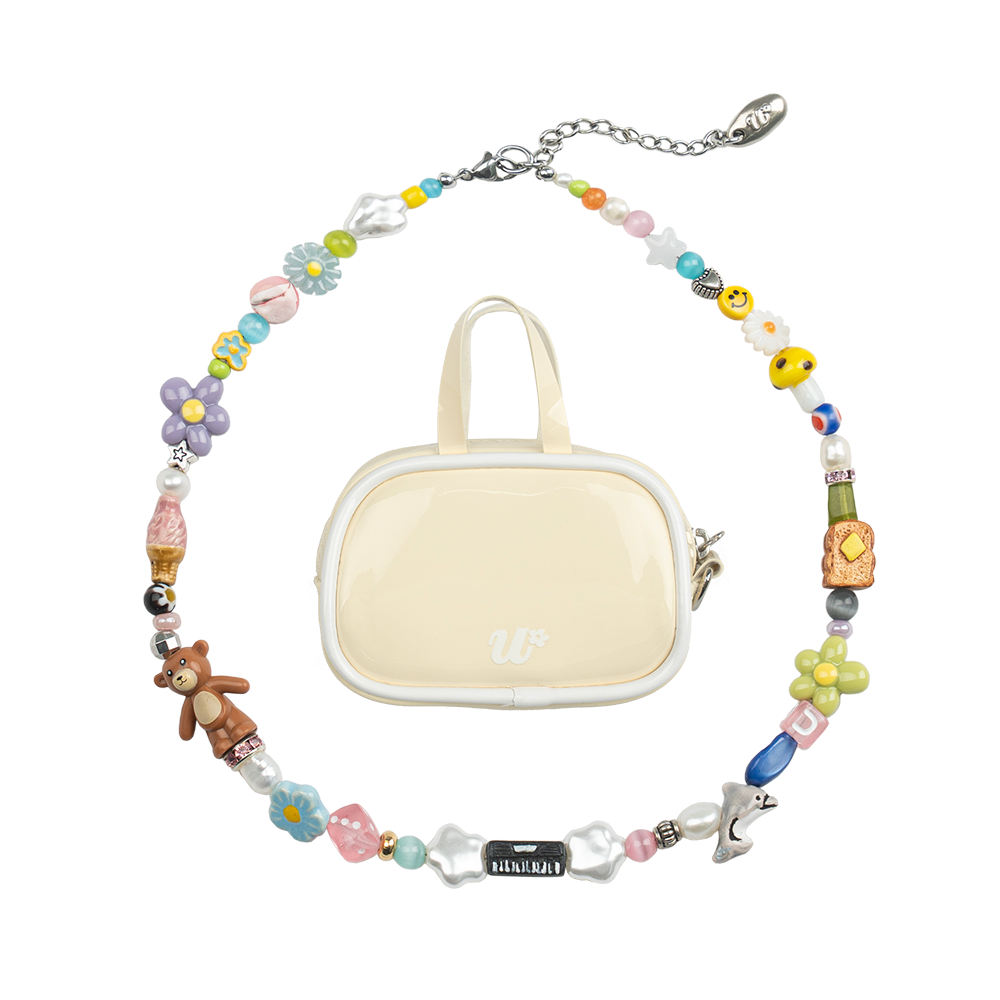 USMACC04 Unsteady Market Sunday Melody Necklace+Mini Bag Ivory