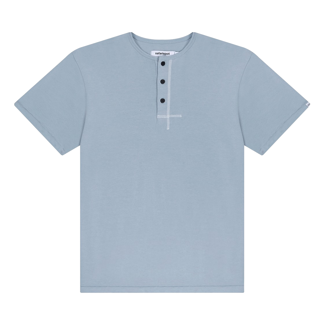 사파리스팟 레귤러 헨리넥 하프티 - 스카이(Safarispot Regular Henley Neck Half Tee - Sky) - 1