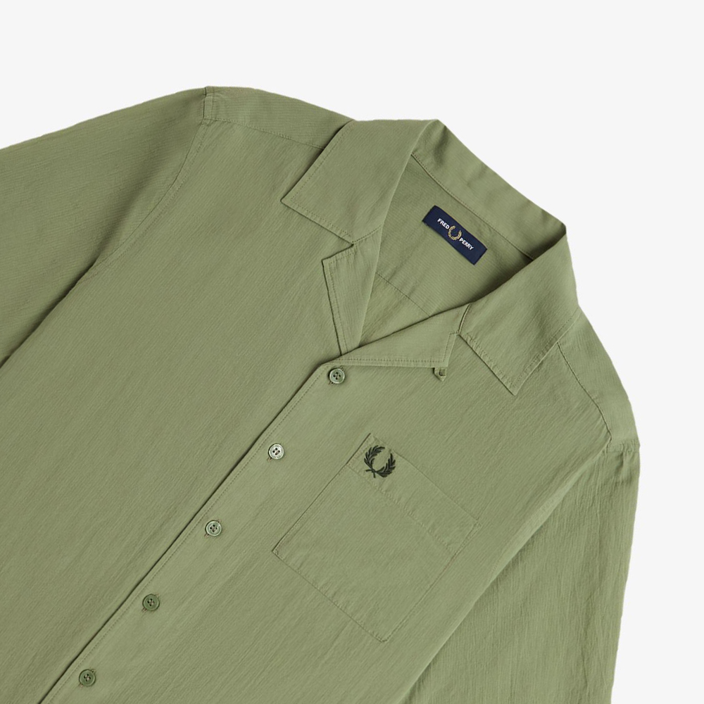 프레드페리 라이트웨이트 텍스쳐 리비어 칼라 셔츠 올리브민트(Fred Perry Lightweight Texture Revere Collar Shirt Olive Mint) - 3