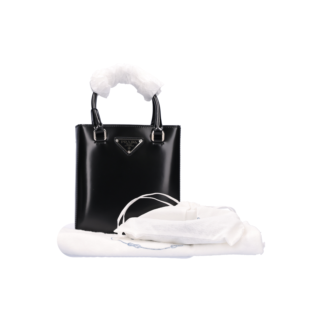 1BA331 [A등급] Prada Vintage Small Tote Bag in Brushed Leather in Black - #6