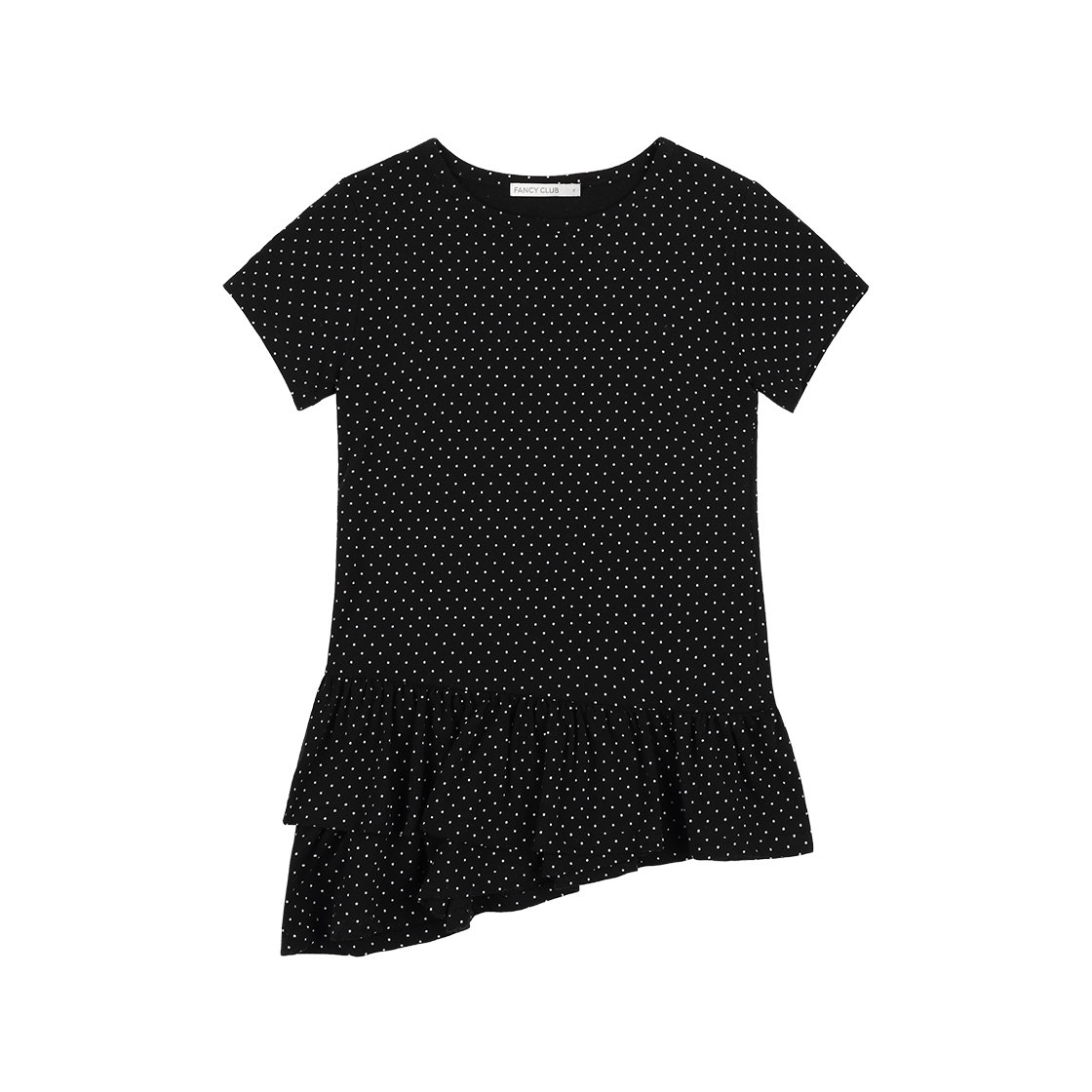 팬시클럽 프릴 레이어드 도트 티 블랙