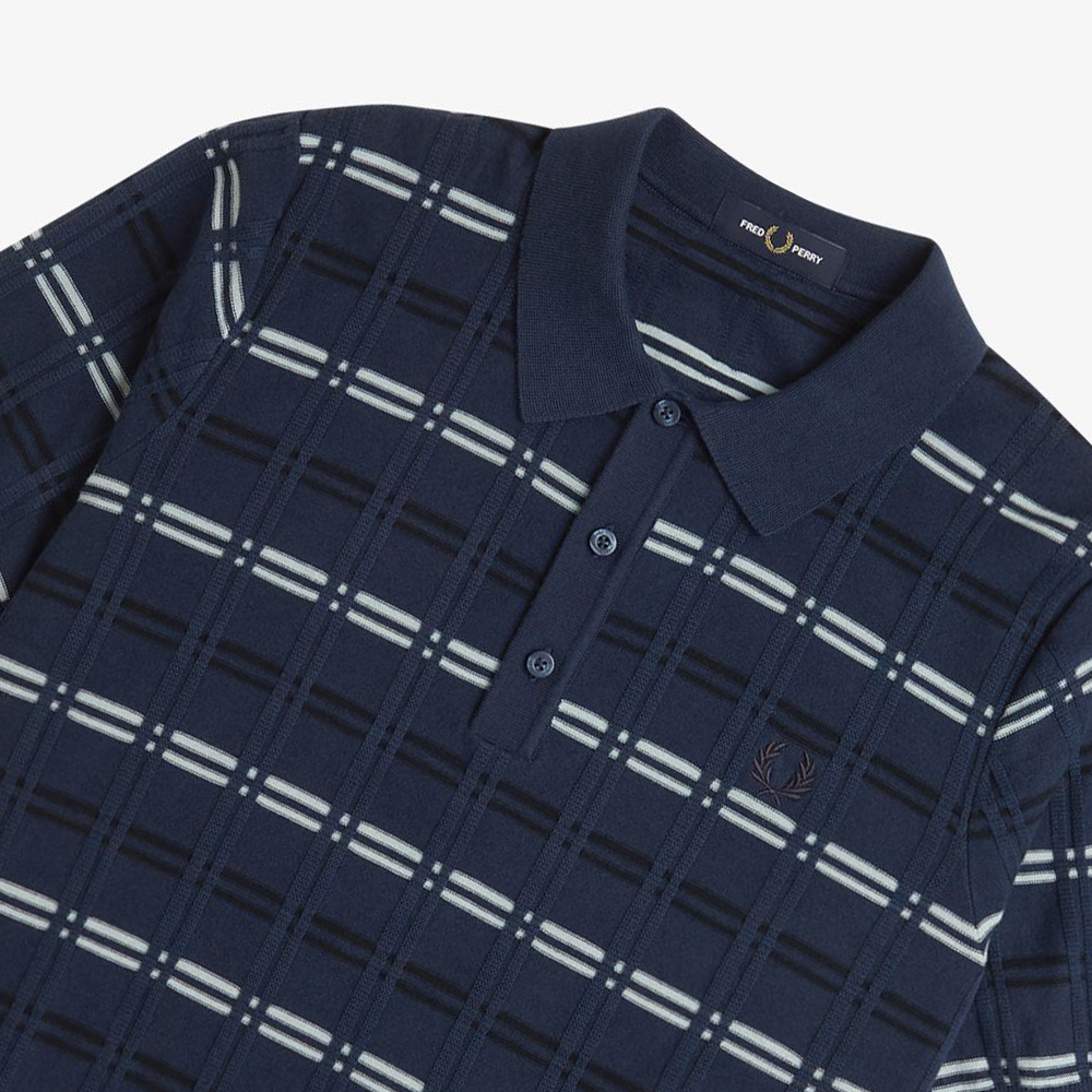 프레드페리 스트라이프 립 니트 셔츠 테니스블루(Fred Perry Striped Rib Knitted Shirt Tennis Blue) - 3