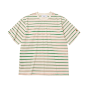 Knitted Stripe Leathrer Heart T-Shirt Cream