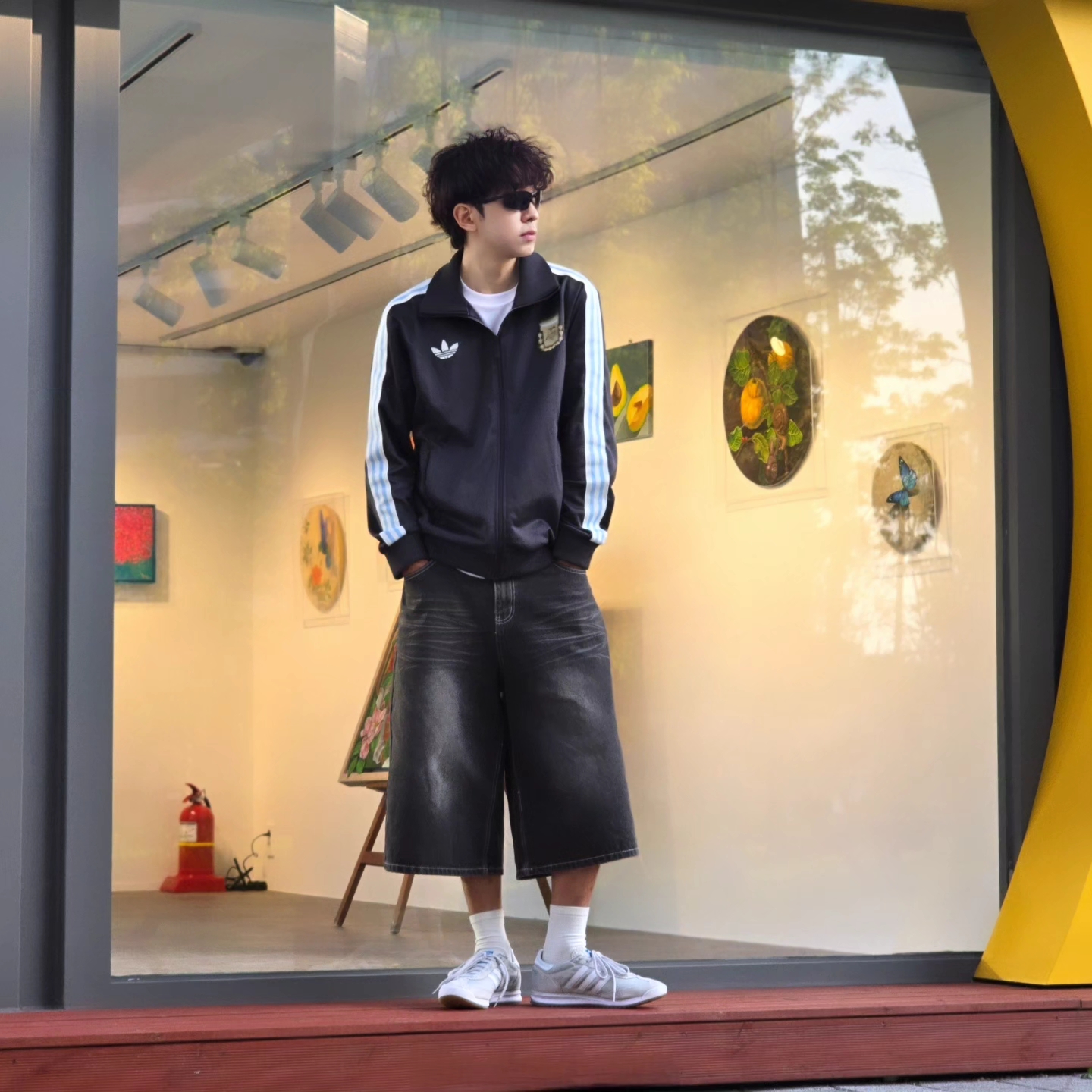 Adidas Argentina Beckenbauer Track Top Utility Black - KR Sizing, Adidas Argentina Beckenbauer Track Top Utility Black - US Sizing 착용 스타일 - 5