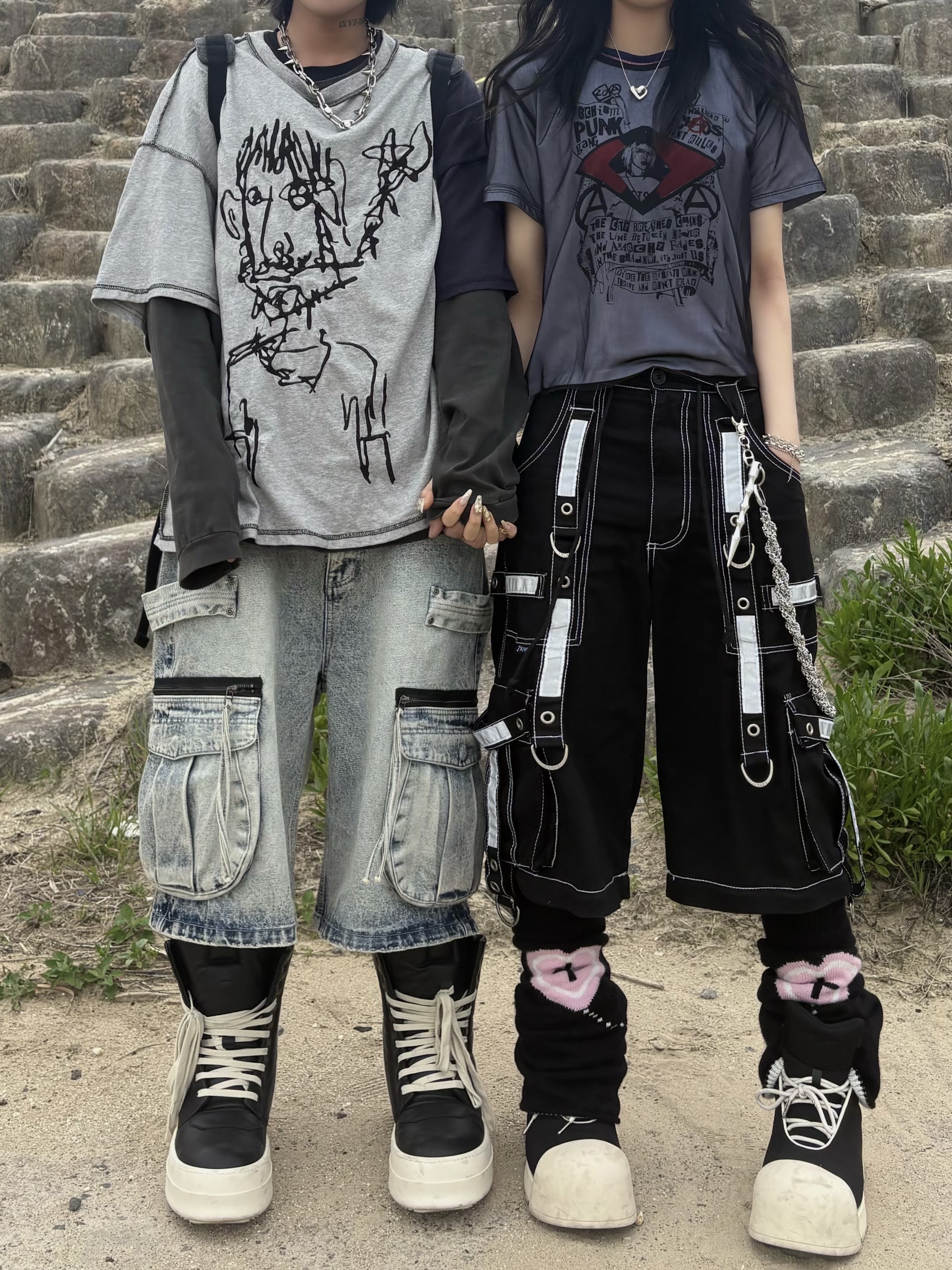 SPORT CHAMBER SC Sporty Rucksack Charcol, Rick Owens Leather Mega Bumper Geobasket Black Milk 착용 스타일 - 4