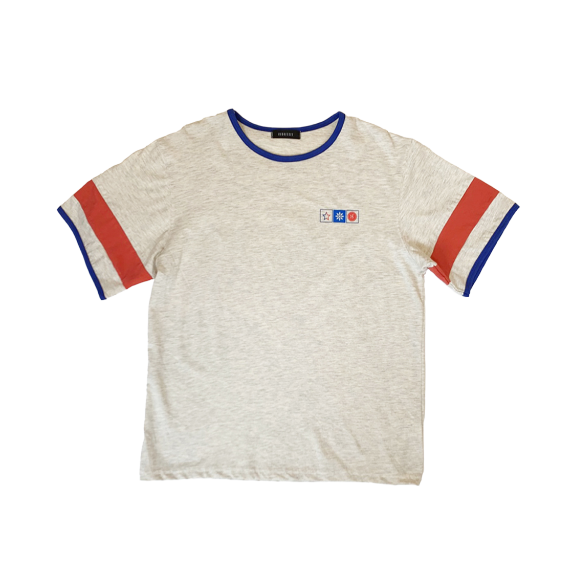 KS5BRTS006OT Kookeesee Square Print Ringer Tee Oatmeal