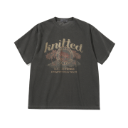 Knitted Pigment Palm Tree Graphic T-Shirt Charcoal