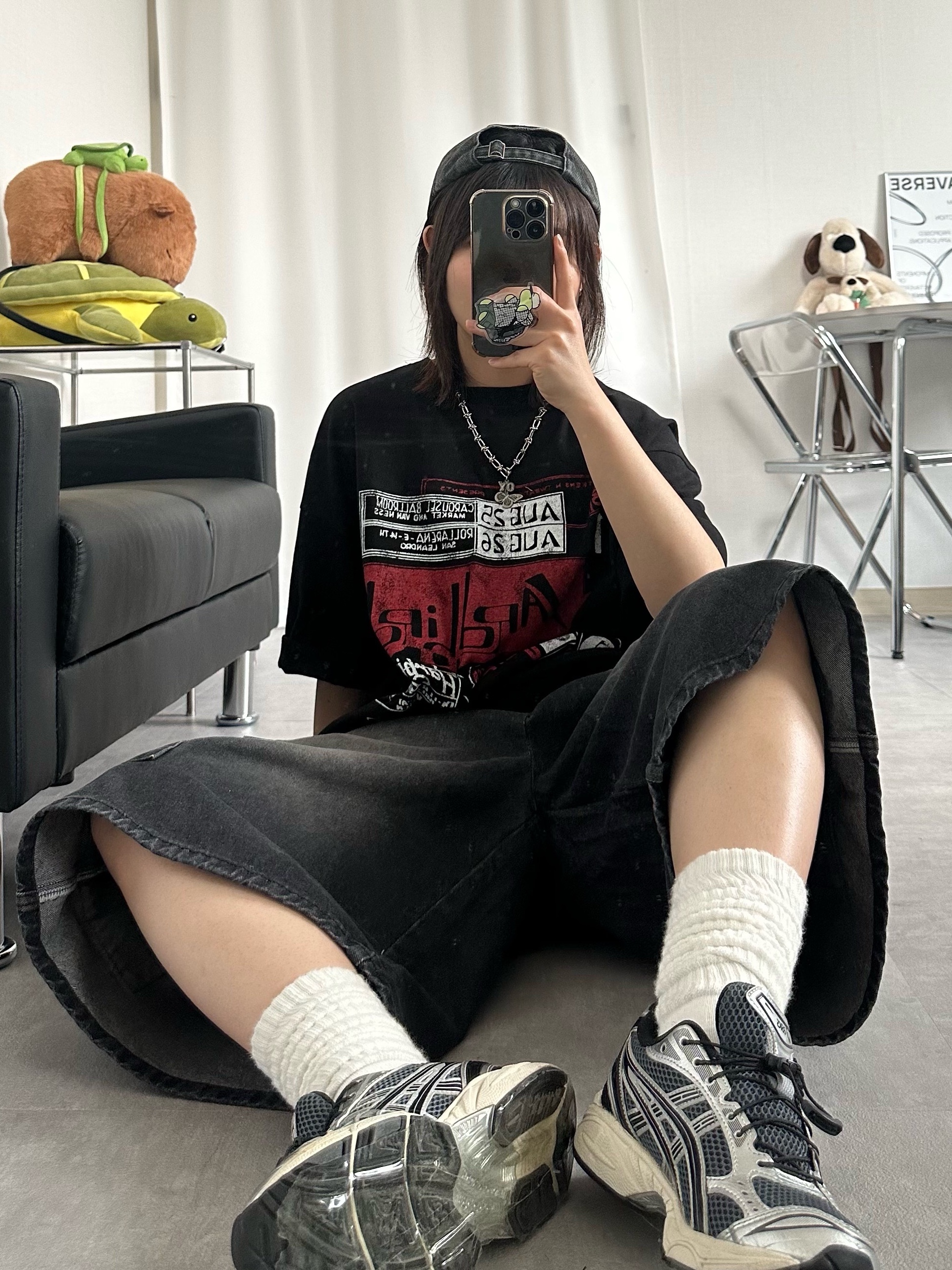 Asics Unlimited Gel-Kayano 14 Carrier Grey Black, Supreme Backpack Black - 24SS 착용 스타일 - 1